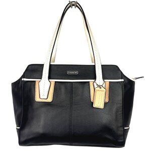 Vintage Coach Taylor Bette Black White and Tan Leather Mini Tote Rare